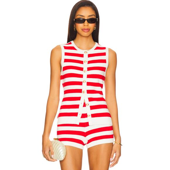 Show Me Your MuMu Devin Red Stripe Delight Knit Set Tank Mini Shorts, size XS - Picture 1 of 11
